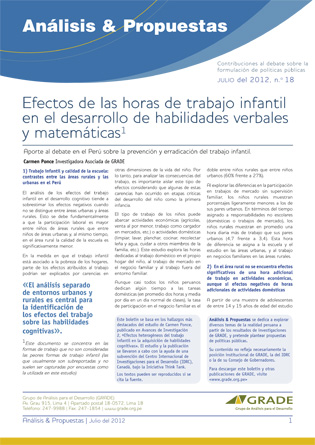 Efectos de las horas de trabajo infantil en el desarrollo de habilidades verbales y matemáticas