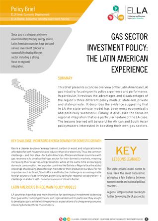 Gas sector investment policy: the Latin American experience