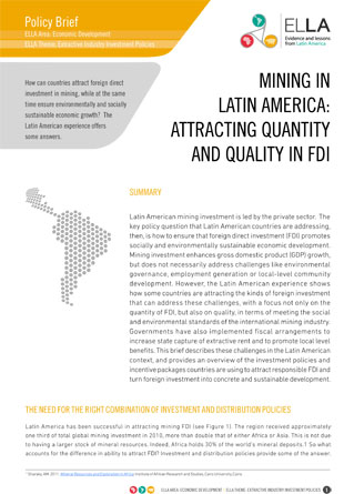 Mining in Latin America: Attracting Quantity and Quality in FDI