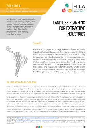 Land Use Planning for Extractive Industries