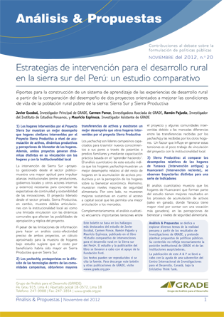 Estrategias de intervención para el desarrollo rural en la Sierra sur del Perú: un estudio comparativo