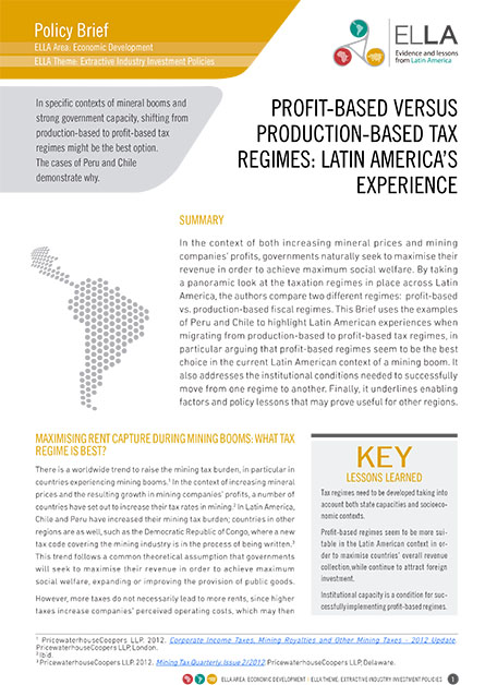 Profit-based versus Production-based Tax Regimes: Latin America’s Experience