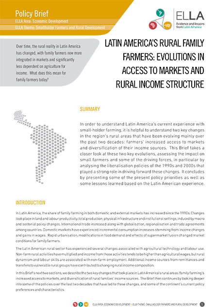 Latin America’s Rural Family Farmers: Evolutions in Access to Markets and Rural Income Structure