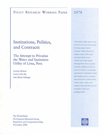 Institutions, politics and contracts: the privatization attempt of the water and sanitation utility of Lima, Peru