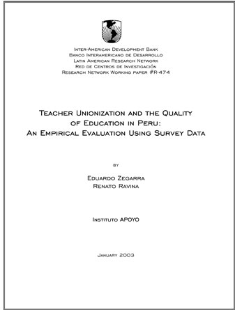 Teacher unionization and the quality of education in Peru: an empirical evaluation using survey data