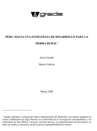 Peru: hacia una estrategia de desarrollo para la sierra rural