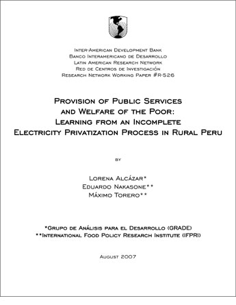 Provision of public services and welfare of the poor: learning from an incomplete electricity privatization process in rural Peru