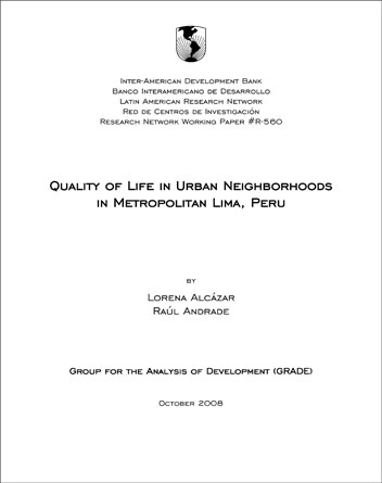 Quality of life in urban neighborhoods in Metropolitan Lima, Peru