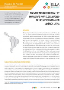 Innovaciones institucionales y normativas para el desarrollo de las microfinanzas en América Latina