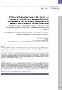 El Sistema Regional de Salud de San Martín y su política de reducción de la desnutrición infantil: aplicación en el Perú del Enfoque de Evaluación de Sistemas de Salud