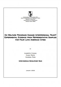 Do Welfare Programs Damage Interpersonal Trust? Experimental Evidence from Representative Samples for Four Latin American Cities