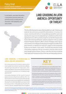Land grabbing in Latin America: opportunity or threat?