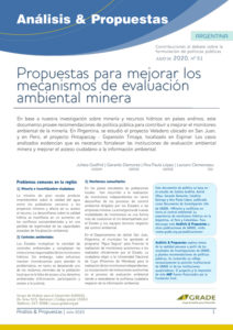 Argentina | Propuestas para mejorar los mecanismos de evaluación ambiental minera