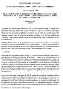 El diagnóstico en curso sobre la situación de la formación magisterial en el Perú y algunas reflexiones sobre el perfil del docente en servicio