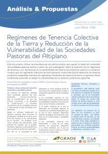 Regímenes de Tenencia Colectiva de la Tierra y Reducción de la Vulnerabilidad de las Sociedades Pastoras del Altiplano