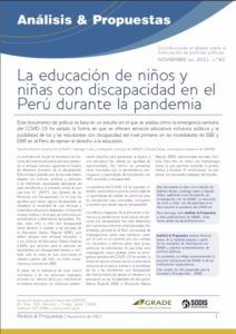 La educación de niños y niñas con discapacidad en el Perú durante la pandemia