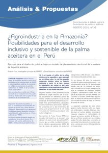 ¿Agroindustria en la Amazonía? Posibilidades para el desarrollo inclusivo y sostenible de la palma aceitera en el Perú