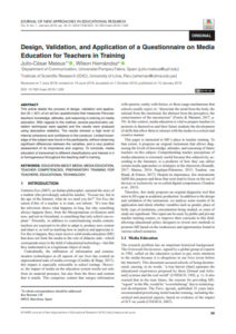 Design, Validation, and Application of a Questionnaire on Media Education for Teachers in Training