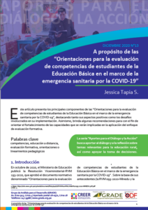 A propósito de las “Orientaciones para la evaluación de competencias de estudiantes de la Educación Básica en el marco de la emergencia sanitaria por la COVID-19”
