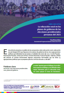 La educación rural en los planes de gobierno de las elecciones presidenciales peruanas del 2021