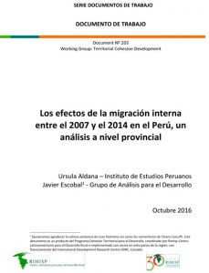 Los efectos de la migración interna entre el 2007 y el 2014 en el Perú: un análisis a nivel provincial