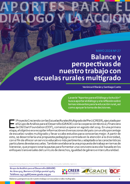 Balance y pespectivas de nuestro trabajo con escuelas rurales multigrado