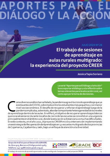 El trabajo de sesiones de aprendizaje en aulas rurales multigrado: La experiencia del proyecto CREER