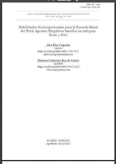 Habilidades socioemocionales para la escuela rural del Perú: aportes empíricos basados en enfoques emic y etic