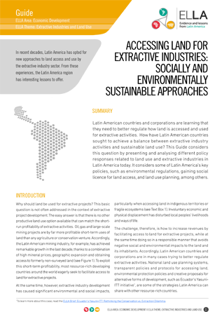 Accessing Land for Extractive Industries: Socially and Environmentally Sustainable Approaches