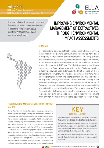 Improving Environmental Management of Extractives through Environmental Impact Assessments