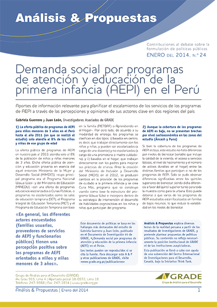 Demanda social por programas de atención y educación de la primera infancia (AEPI) en el Perú