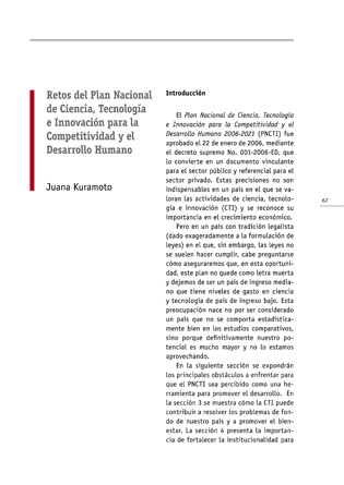 Retos del Plan Nacional de Ciencia, Tecnología e Innovación para la Competitividad y el Desarrollo Humano
