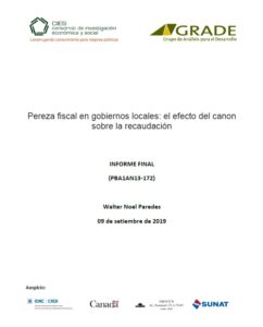 Pereza fiscal en gobiernos locales: el efecto del canon sobre la recaudación