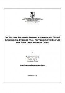 Do Welfare Programs Damage Interpersonal Trust? Experimental Evidence from Representative Samples for Four Latin American Cities