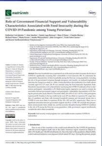 Role of government financial support and vulnerability characteristics associated with food insecurity during the COVID-19 pandemic among young Peruvians