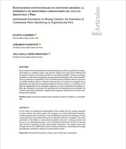 Innovaciones institucionales en contextos mineros: la experiencia de monitoreos comunitarios del agua en Argentina y Perú