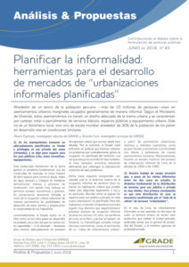 Planificar la informalidad: herramientas para el desarrollo de mercados de «urbanizaciones informales planificadas»