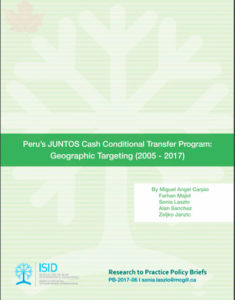 Peru’s JUNTOS cash conditional transfer program: Geographic targeting (2005-2017)