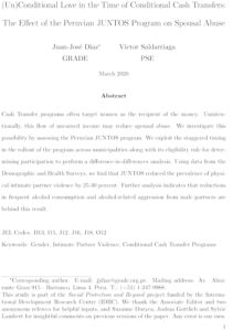 (Un)Conditional Love in the Time of Conditional Cash Transfers: The Effect of the Peruvian JUNTOS Program on Spousal Abuse